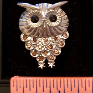 Vintage Owl adjustable silver tone ring